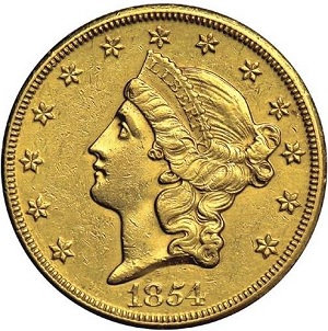 1854-O Coronet $20 double eagle photos