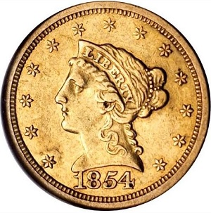 1854-S Coronet $2.50 quarter eagle photos