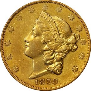 1859-O Coronet $20 double eagle images