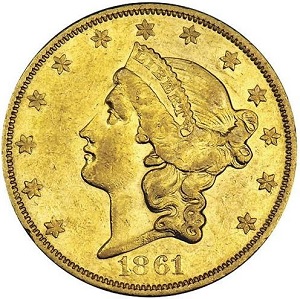 1861-O Coronet $20 double eagle images