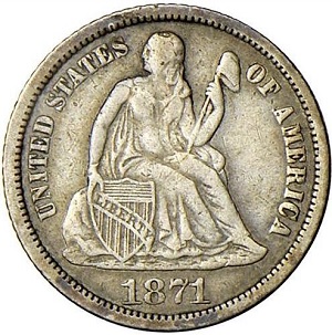 1871-CC Seated Liberty dime images