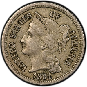 1884 Three cent copper nickel images